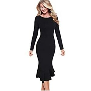 NWOT VFShow Little Black Dress Bodycon Mermaid 3/4 Sleeve size XXL